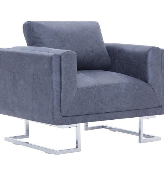 Clubsessel Grau Wildleder-Optik
