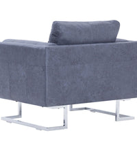 Clubsessel Grau Wildleder-Optik