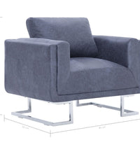 Clubsessel Grau Wildleder-Optik
