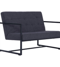 2-Sitzer-Sofa mit Armlehnen Dunkelgrau Stahl und Stoff