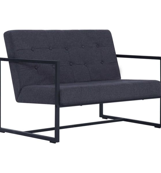2-Sitzer-Sofa mit Armlehnen Dunkelgrau Stahl und Stoff