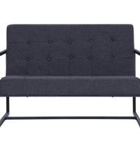 2-Sitzer-Sofa mit Armlehnen Dunkelgrau Stahl und Stoff