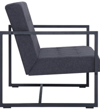 2-Sitzer-Sofa mit Armlehnen Dunkelgrau Stahl und Stoff