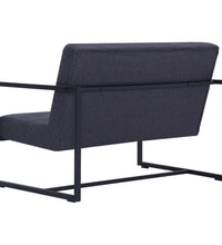 2-Sitzer-Sofa mit Armlehnen Dunkelgrau Stahl und Stoff