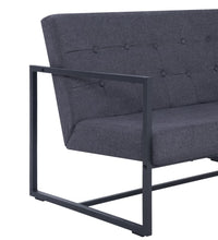 2-Sitzer-Sofa mit Armlehnen Dunkelgrau Stahl und Stoff