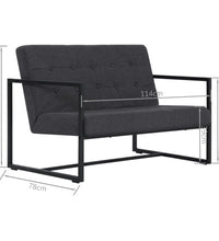 2-Sitzer-Sofa mit Armlehnen Dunkelgrau Stahl und Stoff