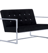2-Sitzer-Sofa mit Armlehnen Schwarz Chrom und Samt