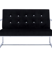 2-Sitzer-Sofa mit Armlehnen Schwarz Chrom und Samt