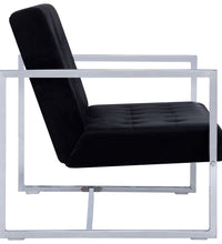 2-Sitzer-Sofa mit Armlehnen Schwarz Chrom und Samt