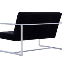 2-Sitzer-Sofa mit Armlehnen Schwarz Chrom und Samt