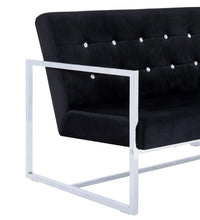 2-Sitzer-Sofa mit Armlehnen Schwarz Chrom und Samt