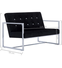 2-Sitzer-Sofa mit Armlehnen Schwarz Chrom und Samt