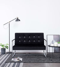 2-Sitzer-Sofa mit Armlehnen Schwarz Chrom und Samt