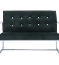 2-Sitzer-Sofa mit Armlehnen Dunkelgrün Chrom und Samt