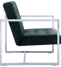 2-Sitzer-Sofa mit Armlehnen Dunkelgrün Chrom und Samt