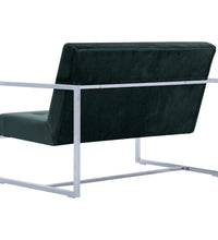 2-Sitzer-Sofa mit Armlehnen Dunkelgrün Chrom und Samt