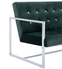 2-Sitzer-Sofa mit Armlehnen Dunkelgrün Chrom und Samt