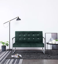 2-Sitzer-Sofa mit Armlehnen Dunkelgrün Chrom und Samt