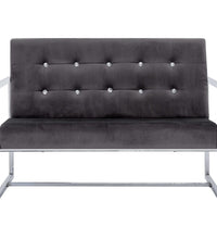 2-Sitzer-Sofa mit Armlehnen Dunkelgrau Chrom und Samt