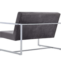 2-Sitzer-Sofa mit Armlehnen Dunkelgrau Chrom und Samt