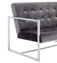 2-Sitzer-Sofa mit Armlehnen Dunkelgrau Chrom und Samt