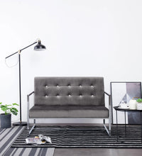 2-Sitzer-Sofa mit Armlehnen Dunkelgrau Chrom und Samt
