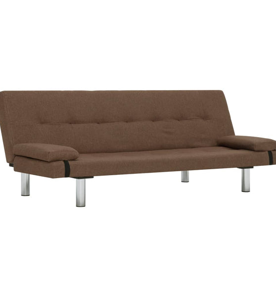 Schlafsofa mit zwei Kissen Braun Polyester