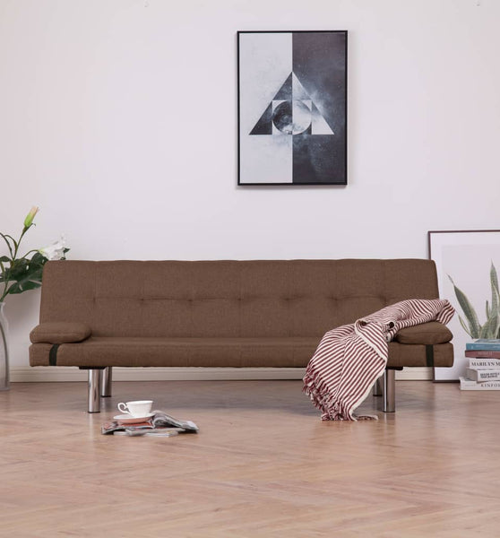 Schlafsofa mit zwei Kissen Braun Polyester