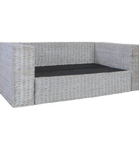 2-Sitzer-Sofa mit Kissen Grau Natürliches Rattan