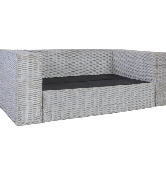 2-Sitzer-Sofa mit Kissen Grau Natürliches Rattan