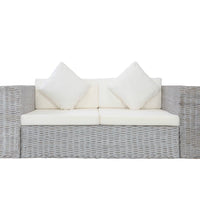 2-Sitzer-Sofa mit Kissen Grau Natürliches Rattan