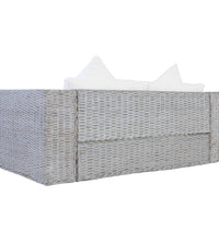 2-Sitzer-Sofa mit Kissen Grau Natürliches Rattan