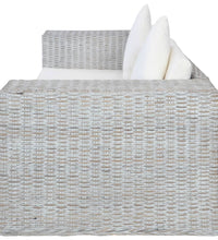 2-Sitzer-Sofa mit Kissen Grau Natürliches Rattan