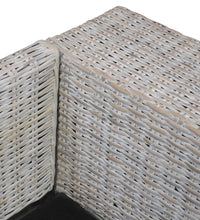 2-Sitzer-Sofa mit Kissen Grau Natürliches Rattan