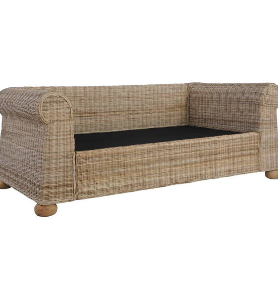 2-Sitzer-Sofa mit Kissen Natur Rattan