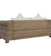 2-Sitzer-Sofa mit Kissen Natur Rattan