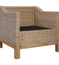 Sessel mit Auflagen Natur Rattan