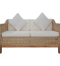 2-Sitzer-Sofa mit Kissen Natürliches Rattan