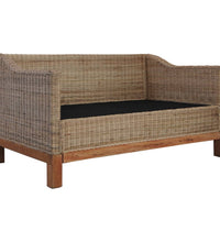 2-Sitzer-Sofa mit Kissen Natürliches Rattan