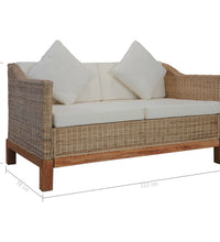 2-Sitzer-Sofa mit Kissen Natürliches Rattan