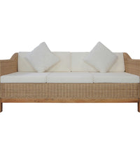 3-Sitzer-Sofa mit Kissen Natürliches Rattan