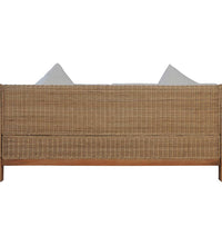 3-Sitzer-Sofa mit Kissen Natürliches Rattan