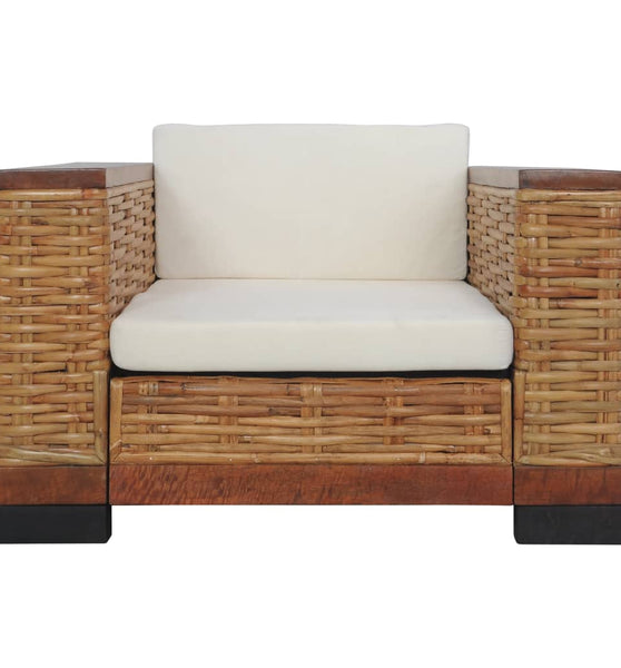 Sessel mit Kissen Braun Natur Rattan