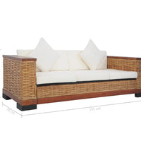 3-Sitzer-Sofa mit Kissen Braun Natürliches Rattan