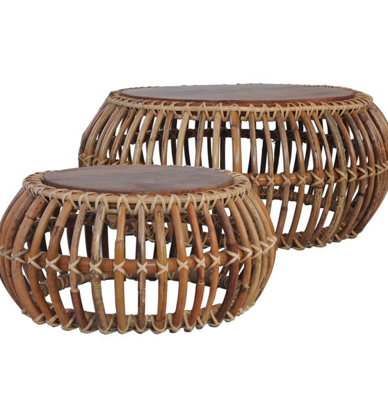 Couchtische 2 Stk. Natur Rattan