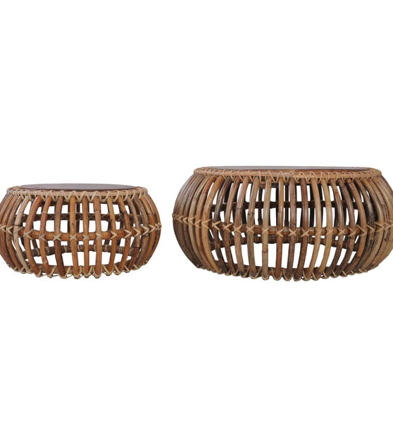 Couchtische 2 Stk. Natur Rattan
