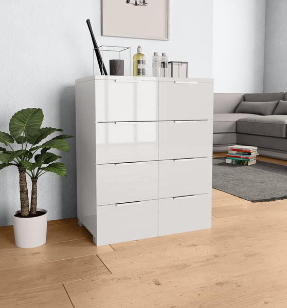 Sideboard Hochglanz-Weiß 60x35x80 cm Holzwerkstoff
