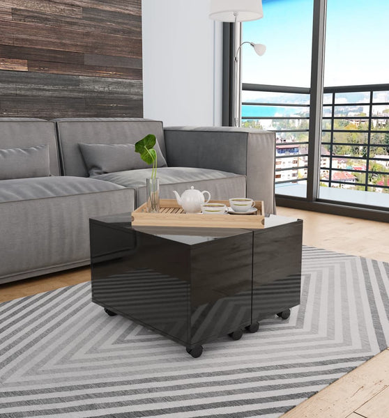 Couchtisch Hochglanz-Schwarz 60x60x35 cm Holzwerkstoff