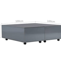 Couchtisch Hochglanz-Grau 100x100x35 cm