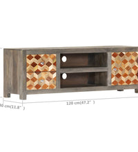 TV-Schrank Grau 120x30x40 cm Massivholz Mango